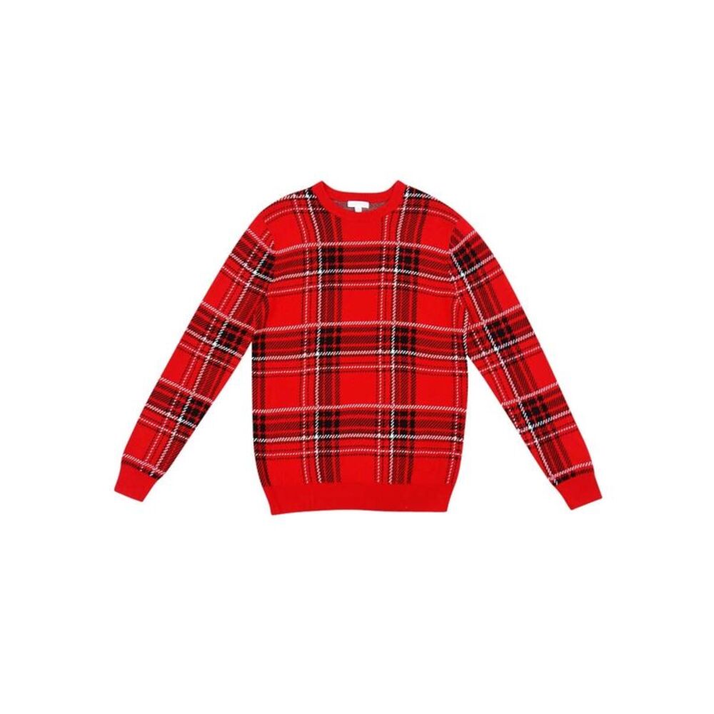 Charter Club Men's Plaid Family Family Sweater - Ravishing Red Combo